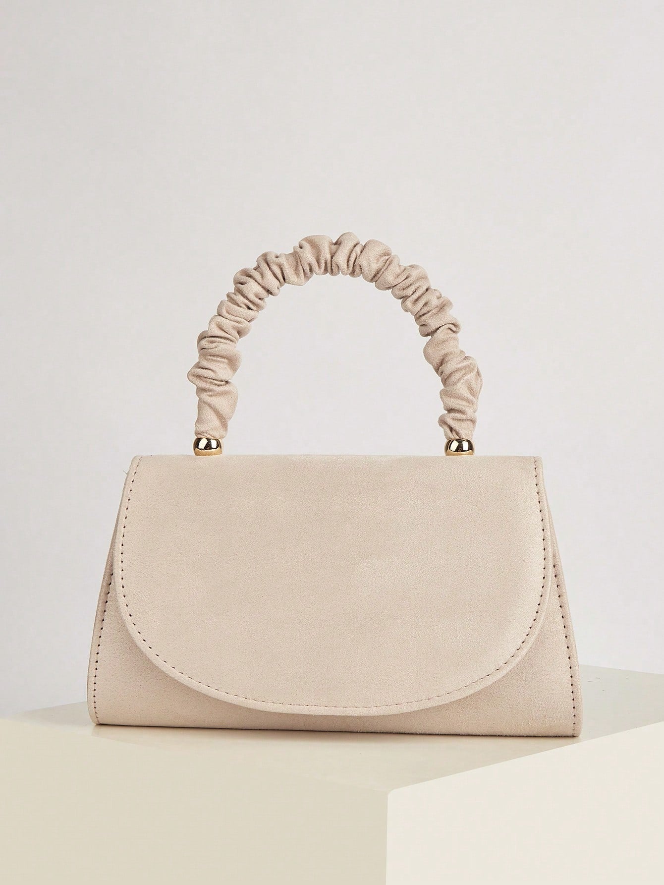 AIBBYDAR Women's Evening Bag, Apricot Colored Fashionable Solid Velvet Handbag, Suitable For Evening Gowns