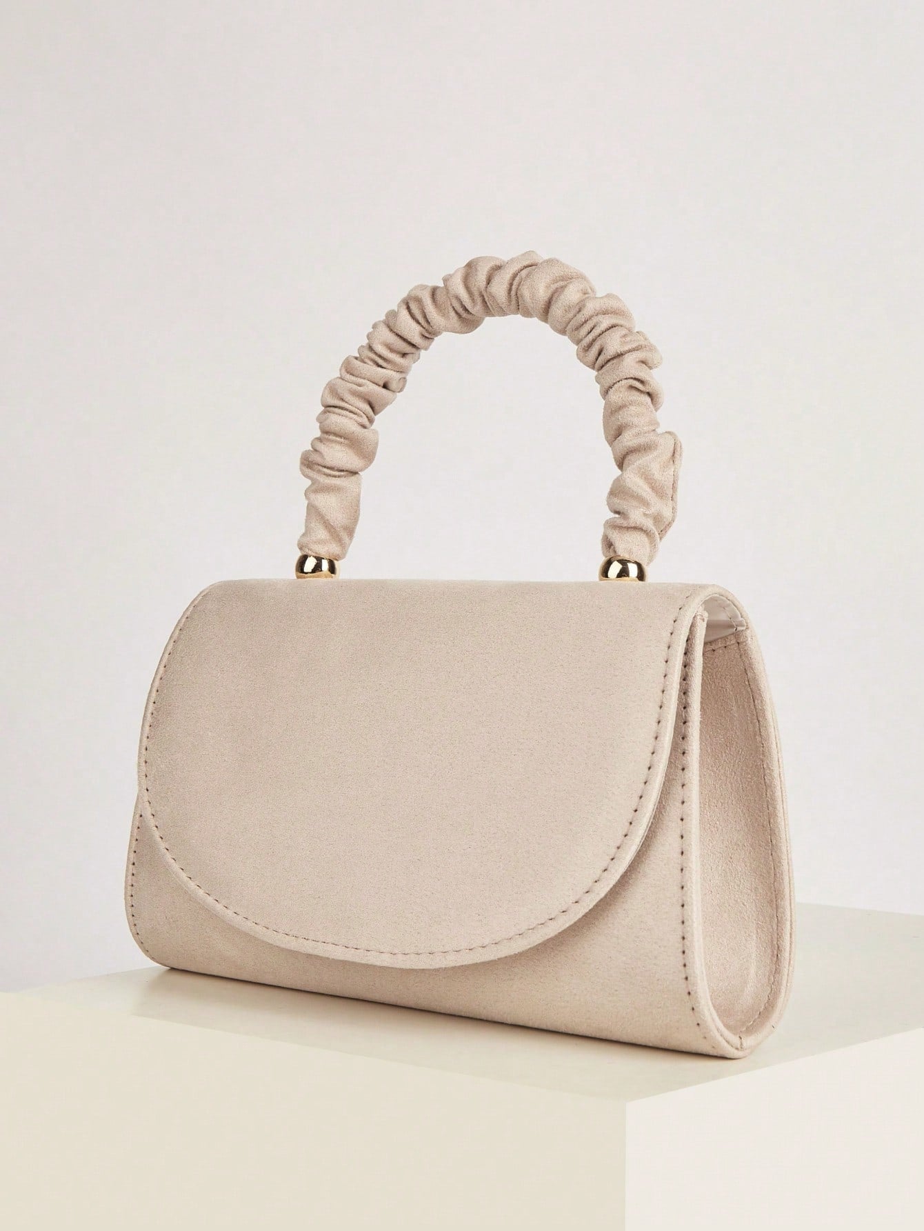 AIBBYDAR Women's Evening Bag, Apricot Colored Fashionable Solid Velvet Handbag, Suitable For Evening Gowns