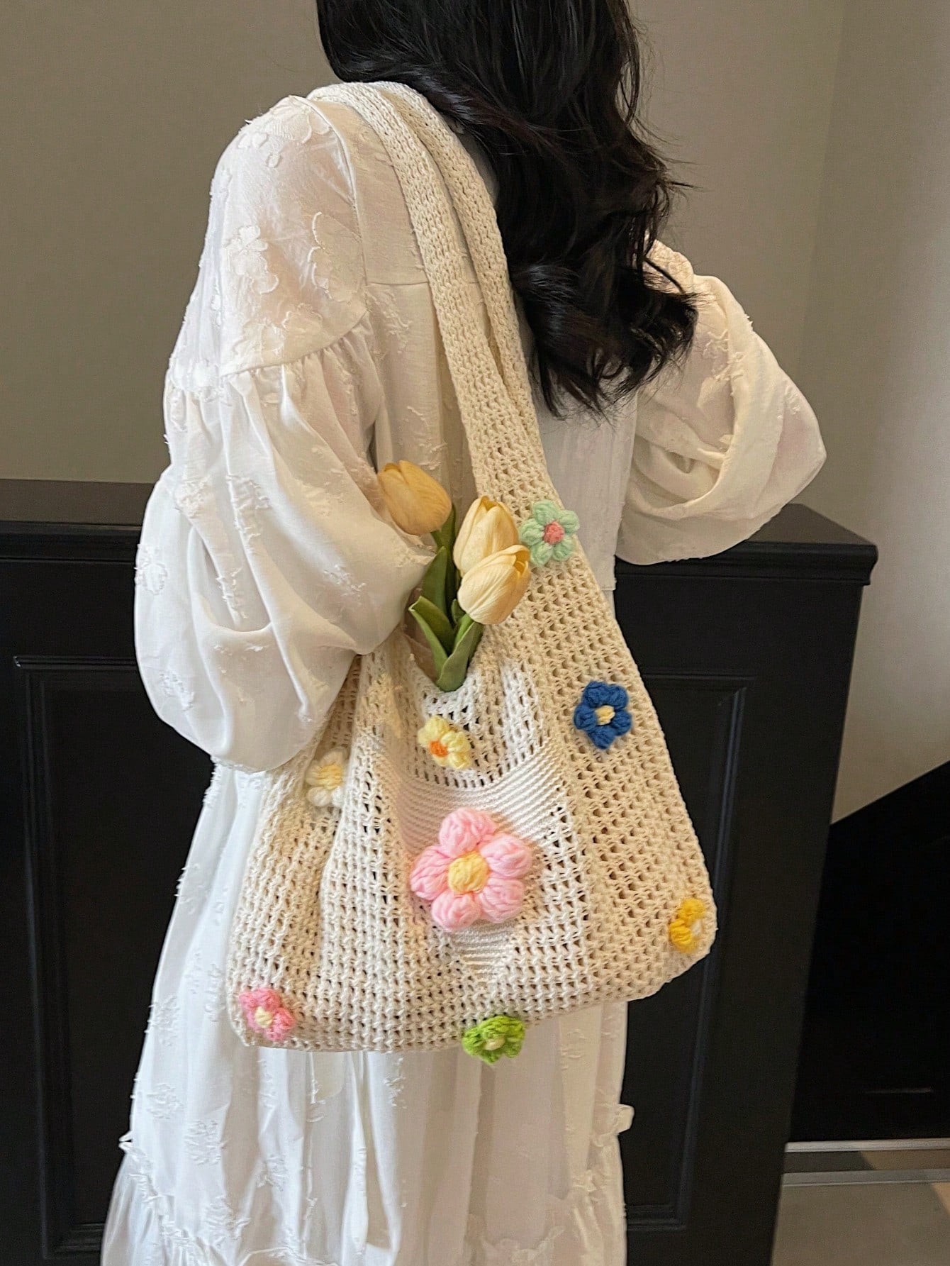 Summer New Casual Straw Tote Bag, Women Large Capacity Shoulder Shopping Handbag , Summer , Beach