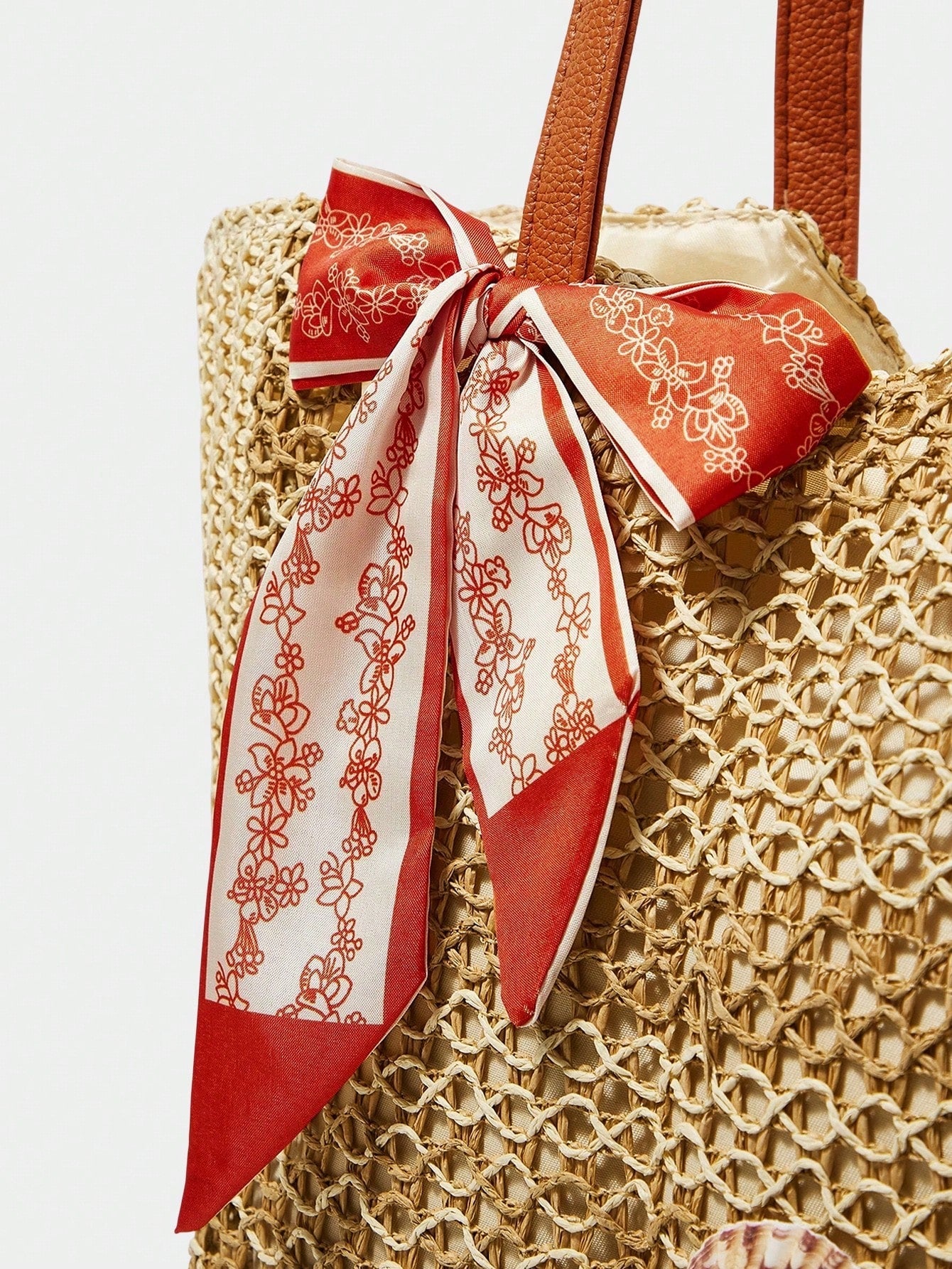OMWE Fairycore 1pc Handmade Woven Tote Bag With Artificial Orchid, Lily Decor,