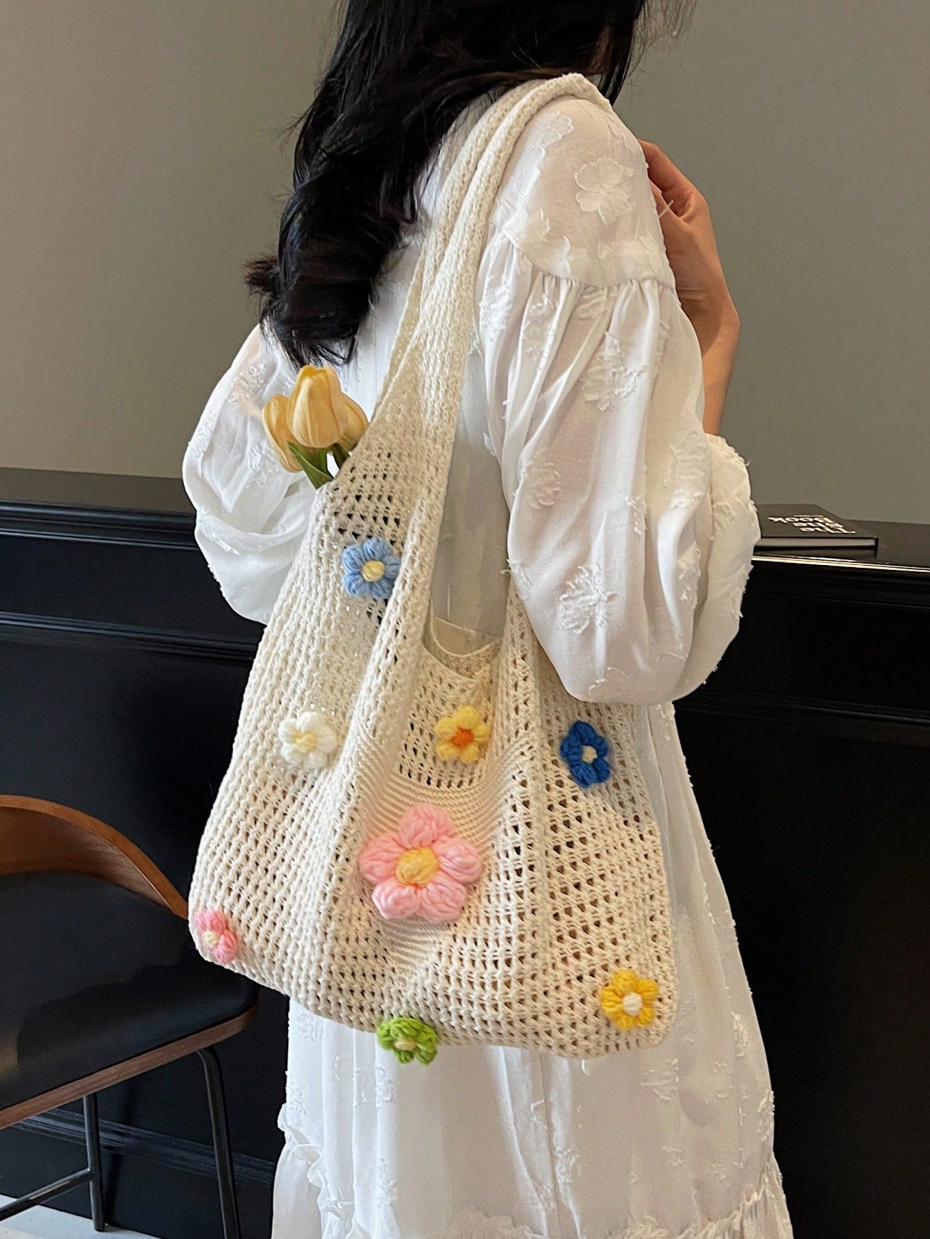 Summer New Casual Straw Tote Bag, Women Large Capacity Shoulder Shopping Handbag , Summer , Beach