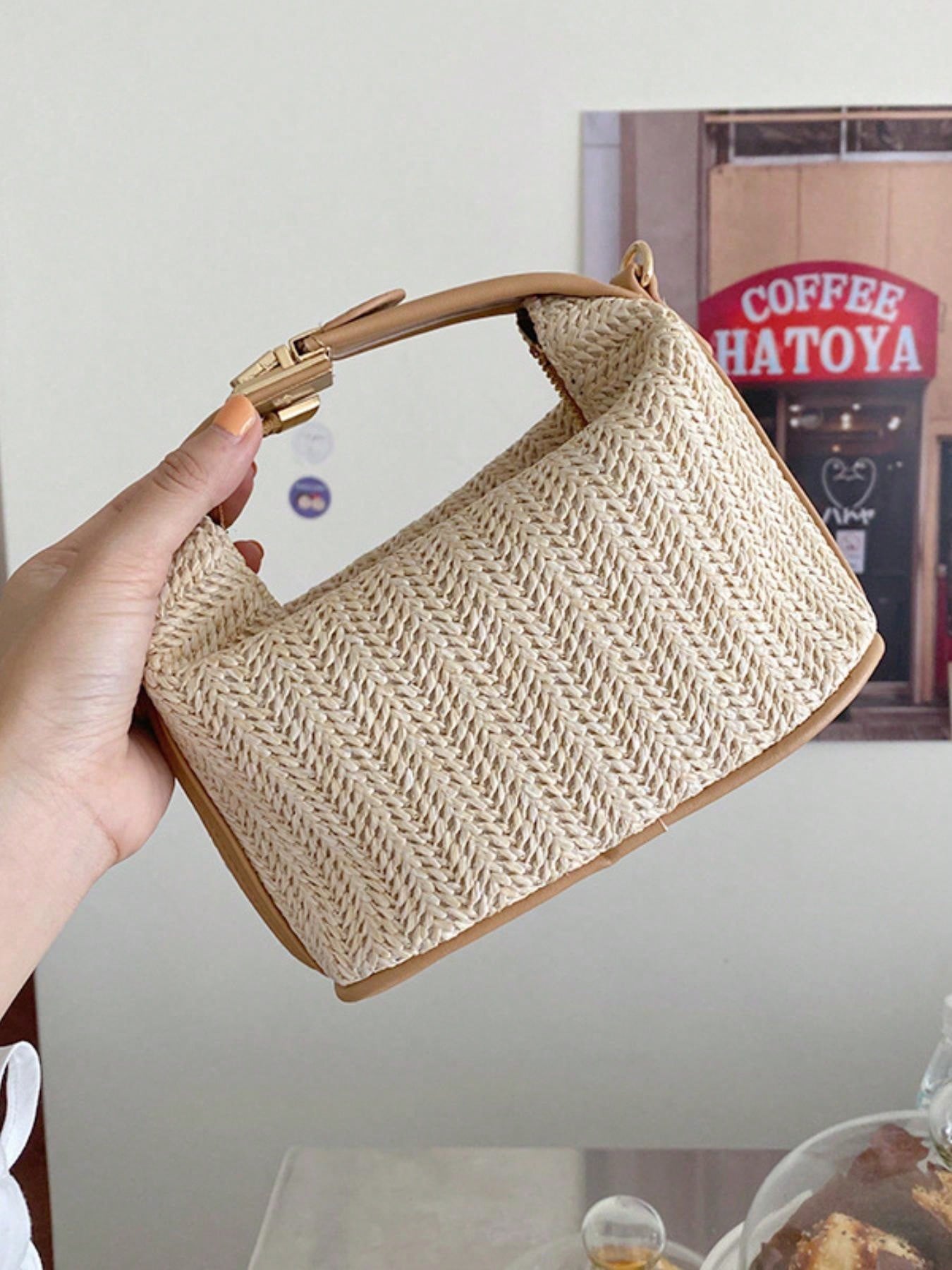 Summer Straw Woven Handbag, Casual Women's Tote Bag, Shoulder Crossbody Bag, Perfect For Beach Accessories, Fashionable Summer Vacation Bag, Women's Beach Essential, Holiday, Woven Bag, Straw Bag