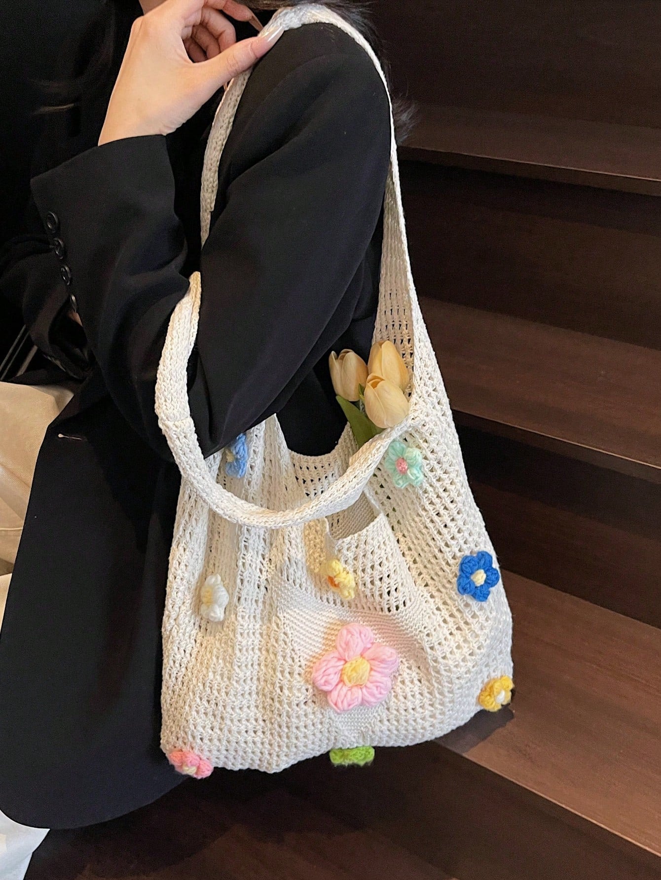 Summer New Casual Straw Tote Bag, Women Large Capacity Shoulder Shopping Handbag , Summer , Beach