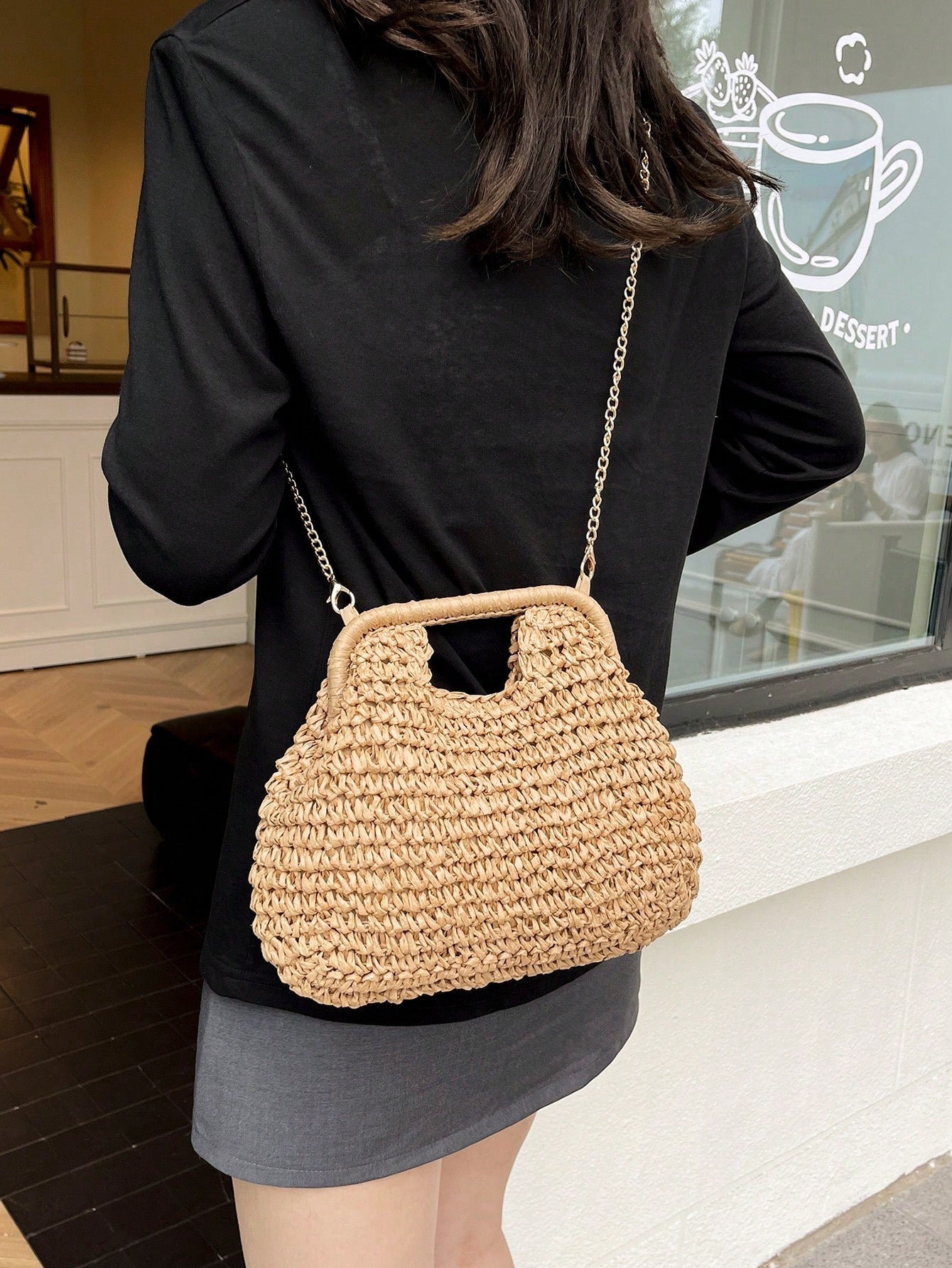 1 Pc Fashionable Handheld Woven Bag Spring/Summer New Style Simple Vacation Travel Beach Paper Woven Crossbody Popular Shoulder Bag For Vacation Travel&Fashionable Clothing Matching&Going Shopping With Friends