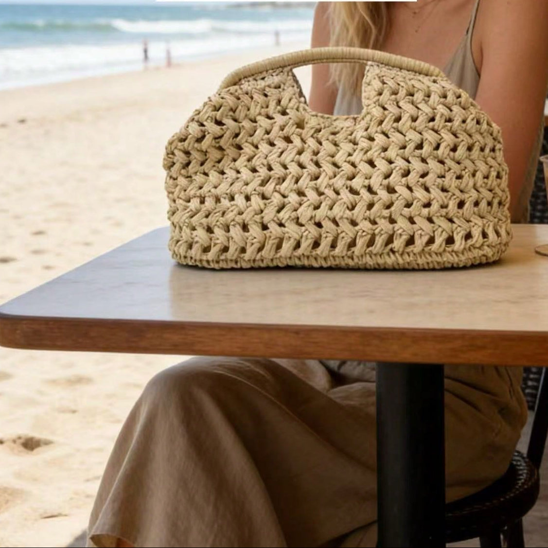 2025 New Natural Fiber Clutch Bag, Handwoven Raffia Straw Summer Beach Bag For Women