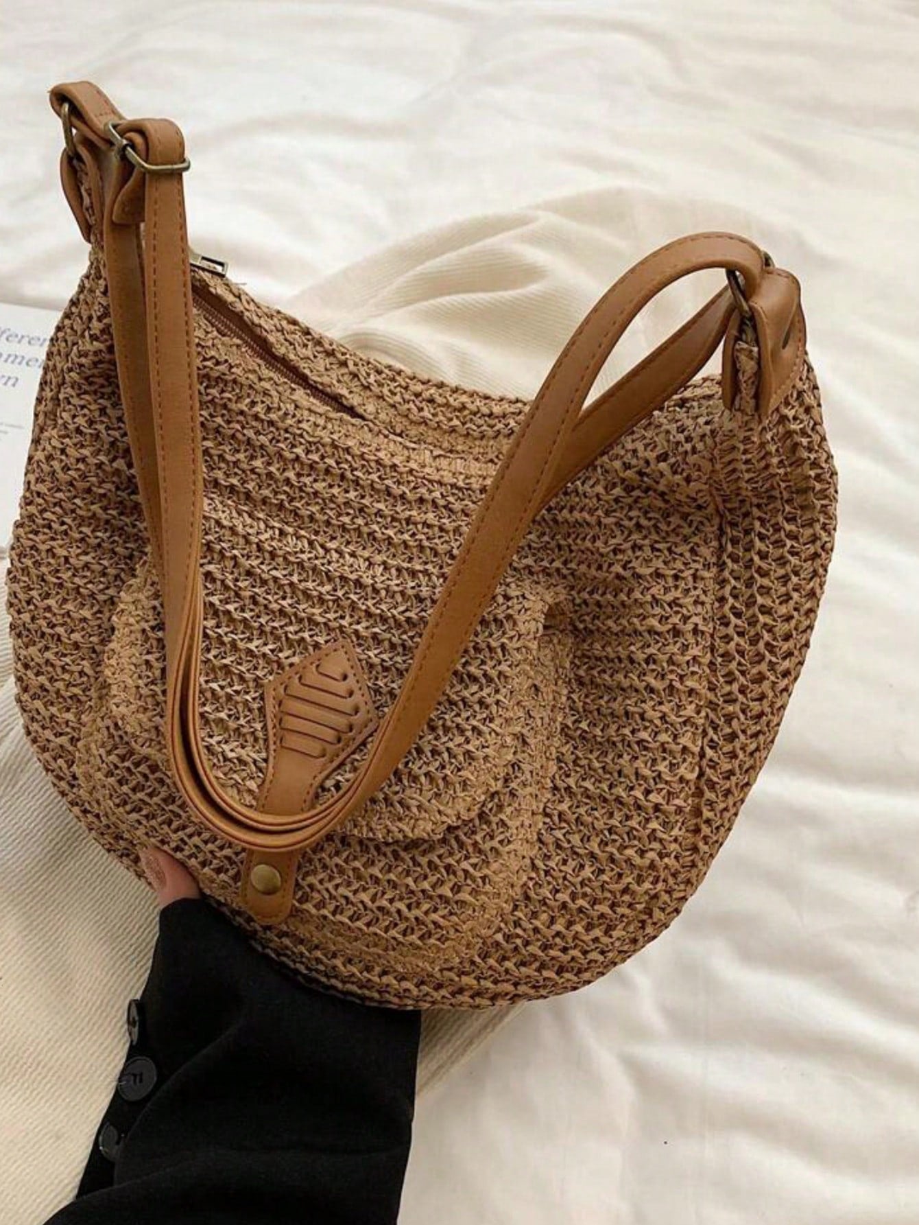 Fashionable Minimalist Woven Crossbody Bag, Women's Versatile Casual Shoulder Bag, Suitable For Summer Beach Vacation, Beach Tote, Ideal For Summer, Vacation And Daily Use, Travel Essential