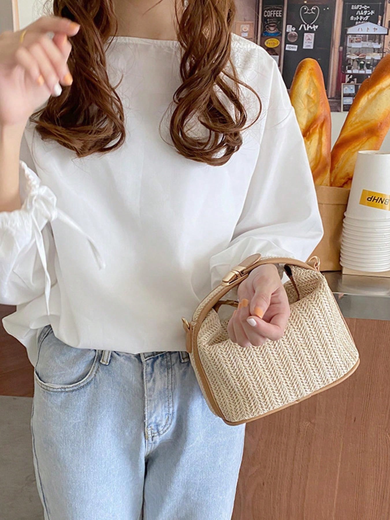 Summer Straw Woven Handbag, Casual Women's Tote Bag, Shoulder Crossbody Bag, Perfect For Beach Accessories, Fashionable Summer Vacation Bag, Women's Beach Essential, Holiday, Woven Bag, Straw Bag