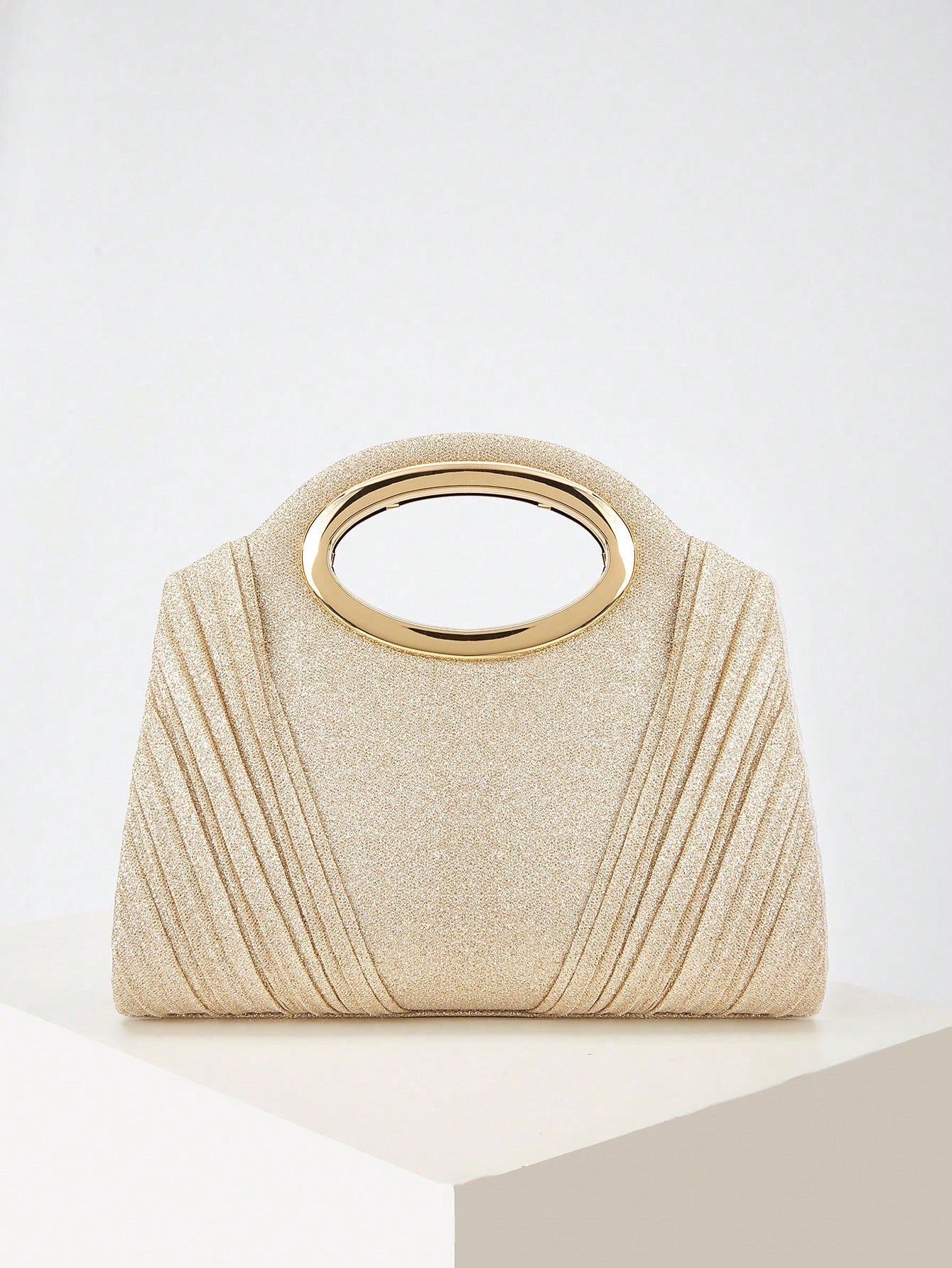AIBBYDAR Women's Evening Bag, Apricot Colored Fashionable Solid Velvet Handbag, Suitable For Evening Gowns