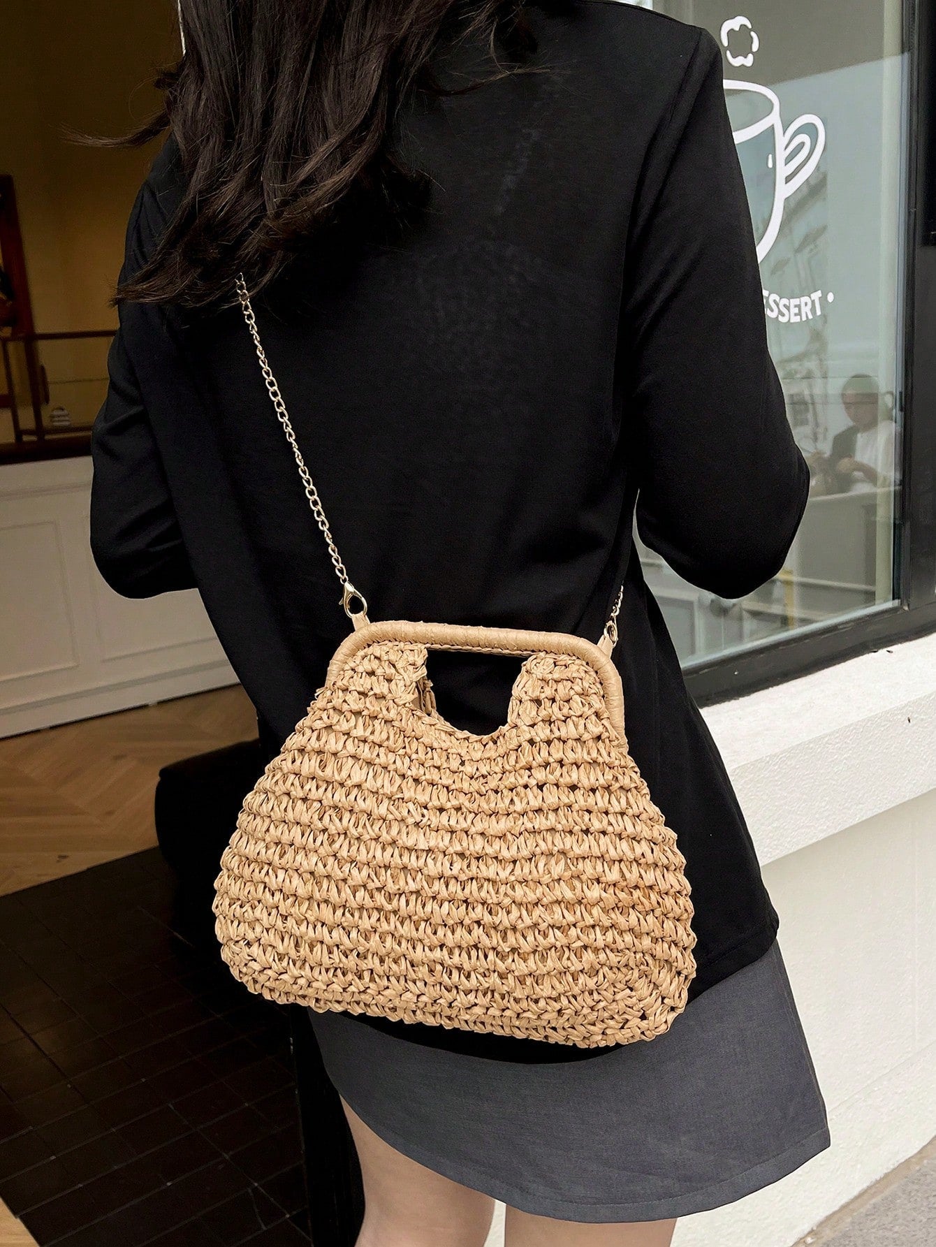 1 Pc Fashionable Handheld Woven Bag Spring/Summer New Style Simple Vacation Travel Beach Paper Woven Crossbody Popular Shoulder Bag For Vacation Travel&Fashionable Clothing Matching&Going Shopping With Friends