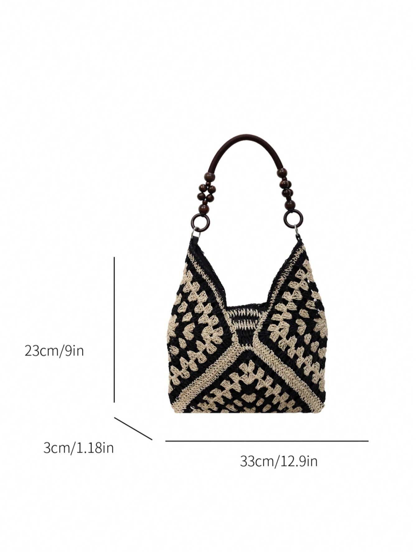 Handmade Crochet Hollow Straw Bag, Patchwork Large Capacity Shoulder Bag, Bohemian Contrast Color Straw Bag, Casual Versatile Women Bag, Slouchy Woven Bag, Summer Beach Vacation Straw Bag, Commute & Travel Dual-Use Women Bag, Can Fit , Gift For Women