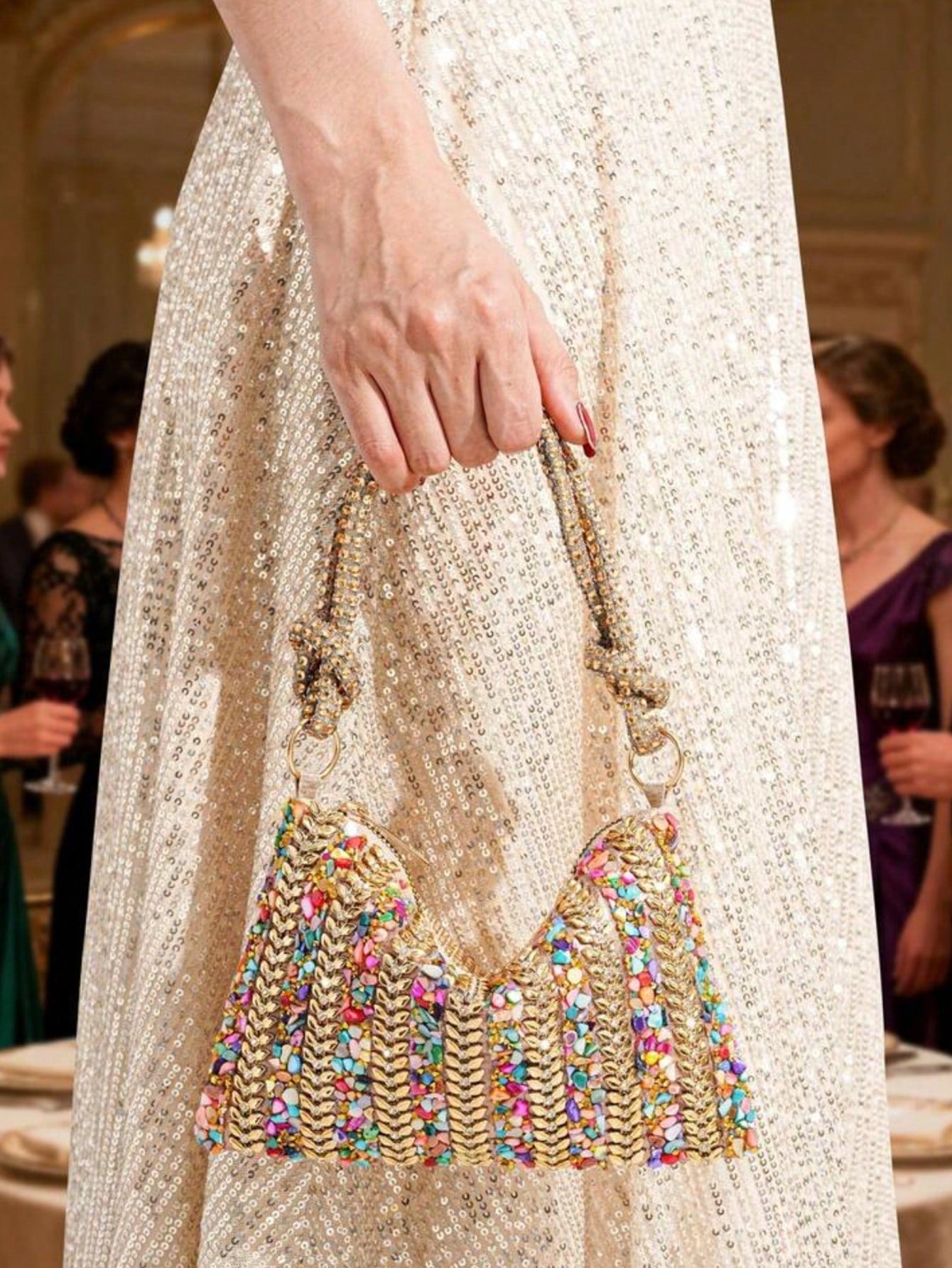 2026 New Rhinestone Decorated Evening Bag, Colorful Banquet Bag, Elegant Party Event Handbag, European And American Style Refined Clutch, Dress Bag And Fashionable Wallet