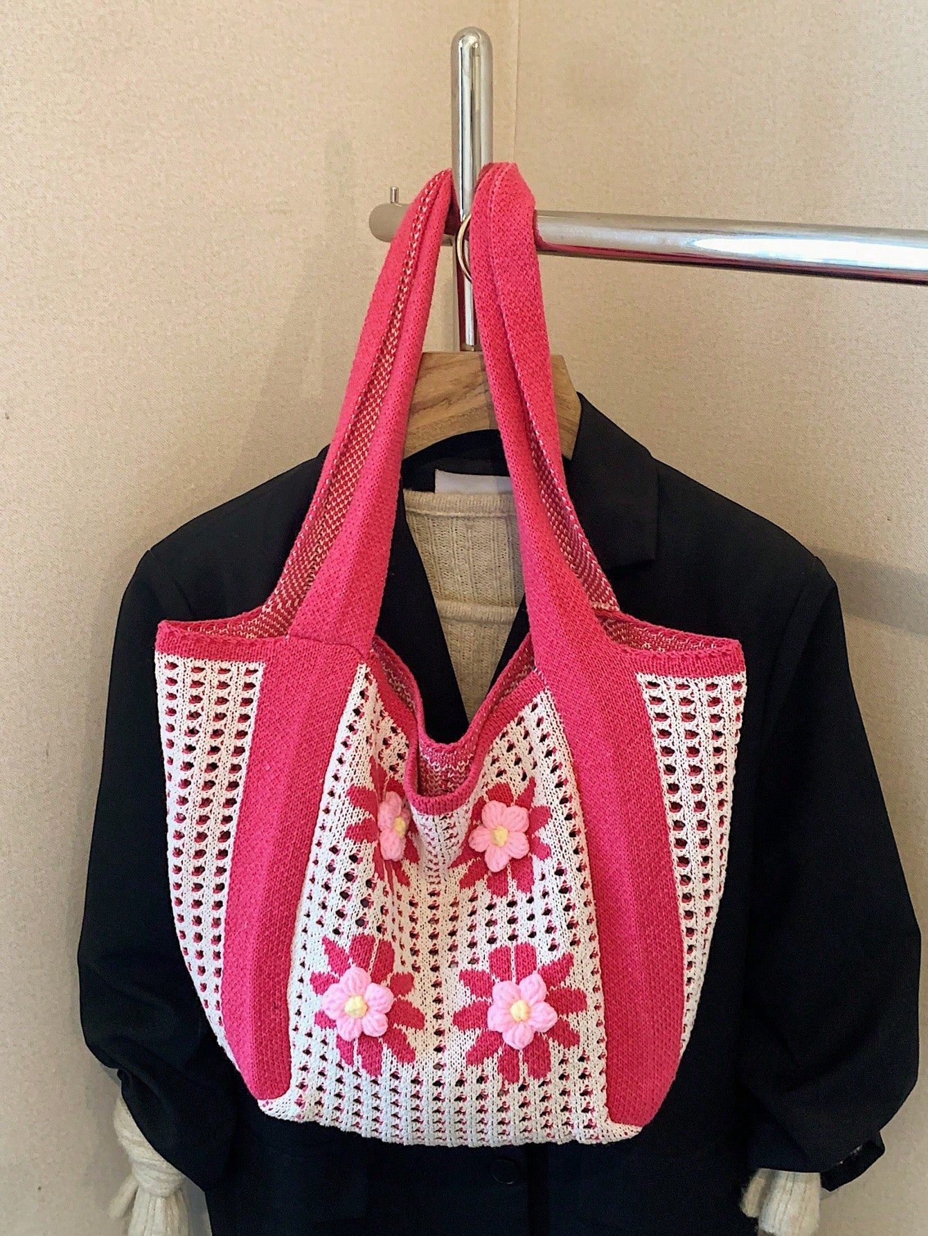 Summer New Casual Straw Tote Bag, Women Large Capacity Shoulder Shopping Handbag , Summer , Beach