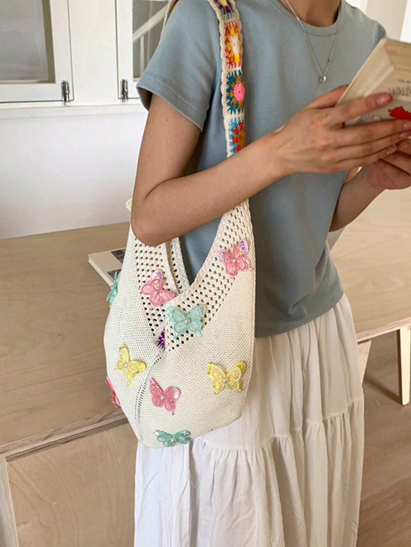 Summer New Casual Straw Tote Bag, Women Large Capacity Shoulder Shopping Handbag , Summer , Beach