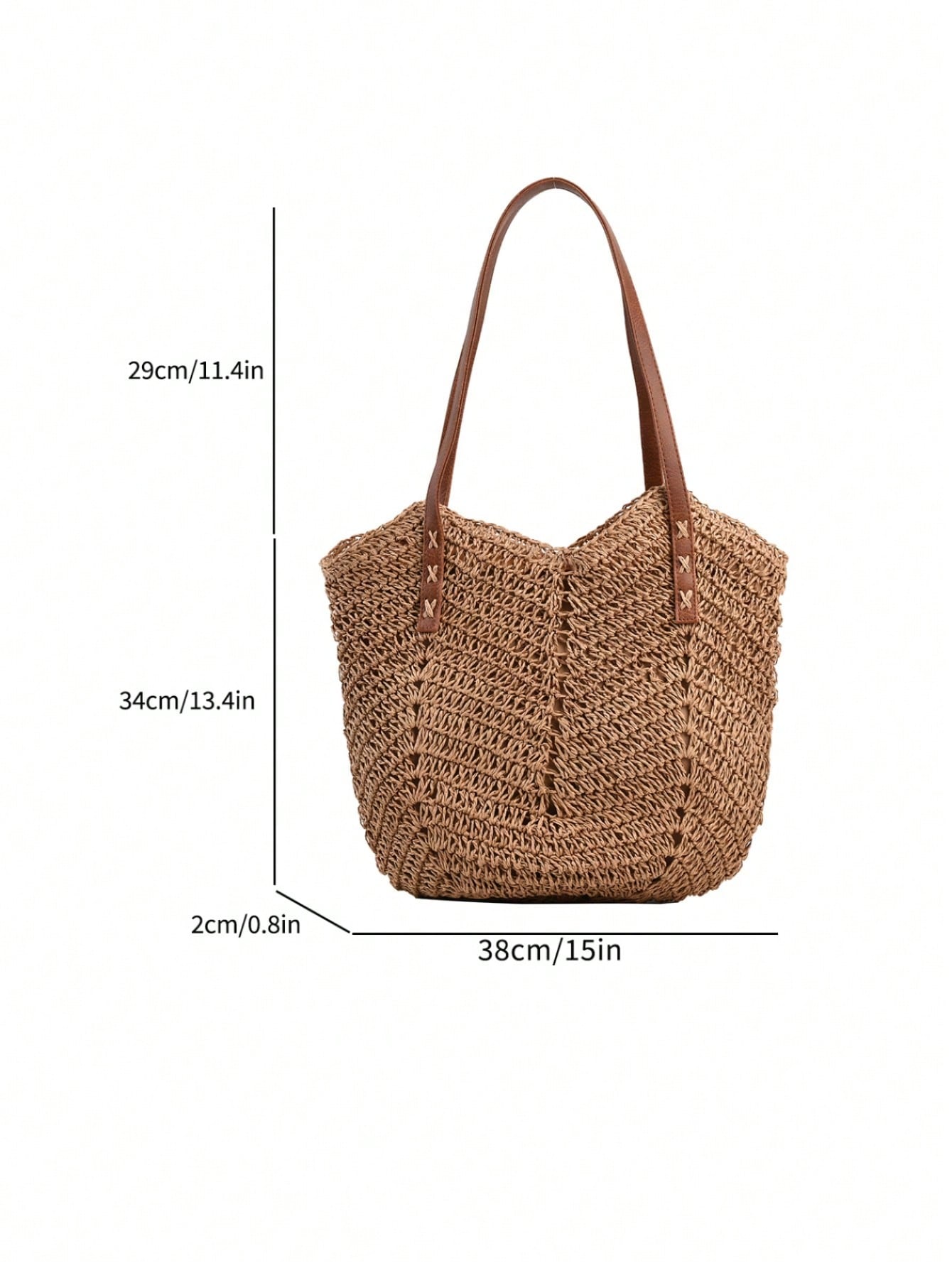 New Large Capacity Tote Bag, Woven Straw Dual Handle Design Women's Bag, Beach Bag For Commuting